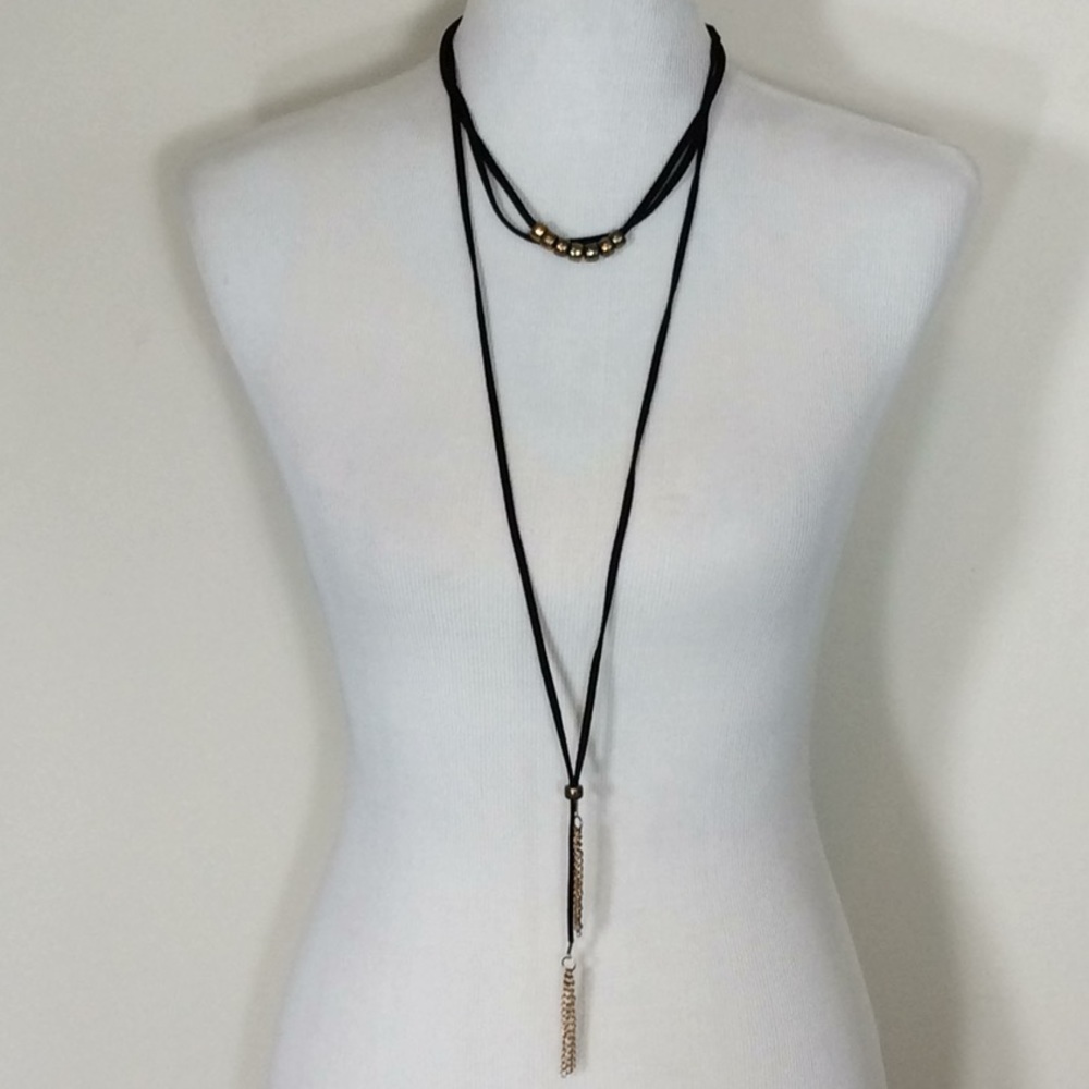 🛍 Black & Gold Drop Necklace